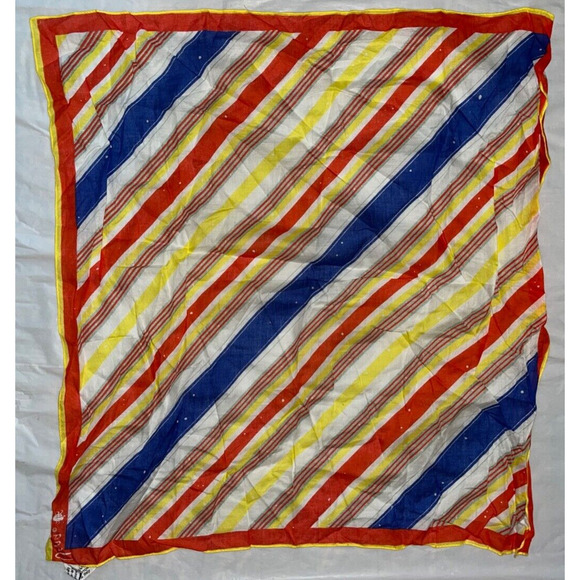 Vintage VERA Neumann Scarf ~ Ladybug Sign ~ Red, Yellow, Blue - Picture 1 of 4